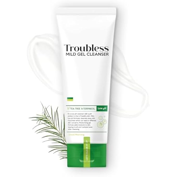 Troubless MILD GEL CLEANSER - TEA TREE GENTLE FACE WASH/LIQUID FACIAL SOAP/SEBUM CONTROL & PH BALANCING/KOREAN SKIN CARE (4.05 FL OZ,120ML) - Image 1